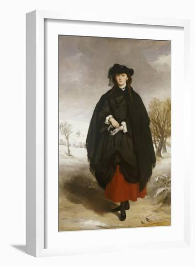 Portrait of Daisy Grant, the Artist's Daughter, Wearing a Black Dress, Red Petticoat, Black Shawl-Sir Francis Grant-Framed Giclee Print