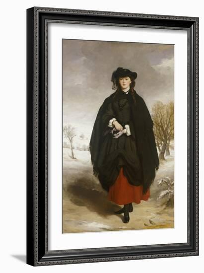 Portrait of Daisy Grant, the Artist's Daughter, Wearing a Black Dress, Red Petticoat, Black Shawl-Sir Francis Grant-Framed Giclee Print