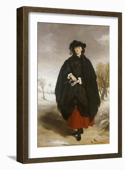 Portrait of Daisy Grant, the Artist's Daughter, Wearing a Black Dress, Red Petticoat, Black Shawl-Sir Francis Grant-Framed Giclee Print