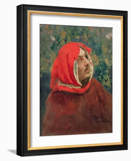 Portrait of Dante Alighieri (1265-1321)-Ilya Efimovich Repin-Framed Giclee Print