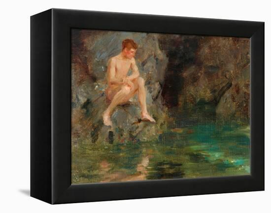 Portrait of David Bone - Cornwall, 1913-Henry Scott Tuke-Framed Premier Image Canvas