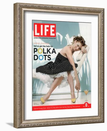 Portrait of Debra Messing Wearing Polka Dot Dress by Tracy and Michael, April 8, 2005-Lee Jenkins-Framed Photographic Print