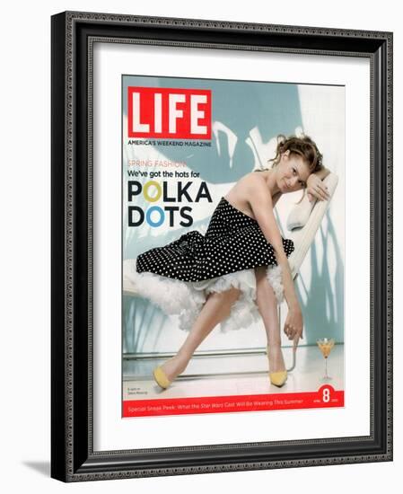 Portrait of Debra Messing Wearing Polka Dot Dress by Tracy and Michael, April 8, 2005-Lee Jenkins-Framed Photographic Print