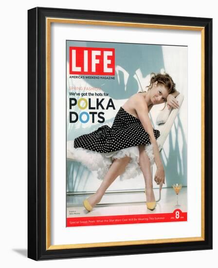 Portrait of Debra Messing Wearing Polka Dot Dress by Tracy and Michael, April 8, 2005-Lee Jenkins-Framed Photographic Print