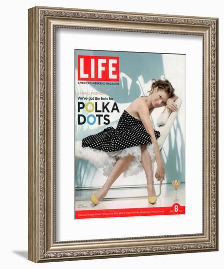 Portrait of Debra Messing Wearing Polka Dot Dress by Tracy and Michael, April 8, 2005-Lee Jenkins-Framed Photographic Print