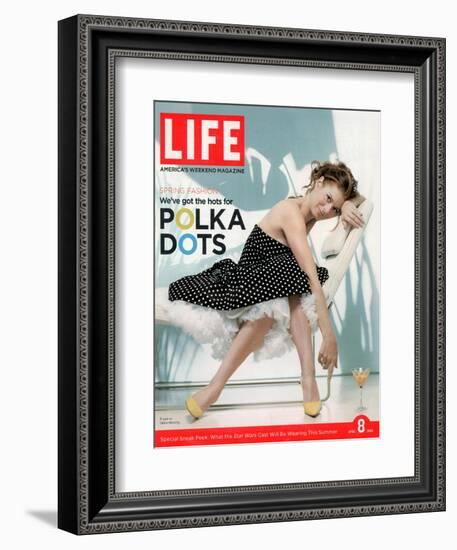 Portrait of Debra Messing Wearing Polka Dot Dress by Tracy and Michael, April 8, 2005-Lee Jenkins-Framed Photographic Print