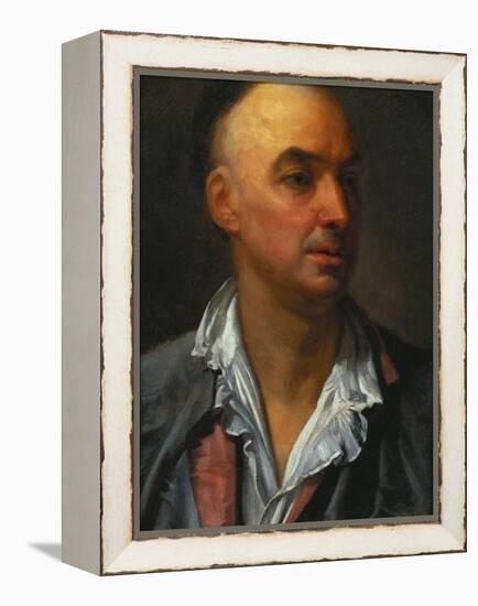 Portrait of Denis Diderot, Bust-Length, Wearing an Open, Lace-Collared, Shirt and Jacket-Jean-Baptiste Greuze-Framed Premier Image Canvas