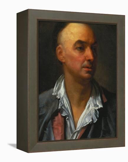 Portrait of Denis Diderot, Bust-Length, Wearing an Open, Lace-Collared, Shirt and Jacket-Jean-Baptiste Greuze-Framed Premier Image Canvas