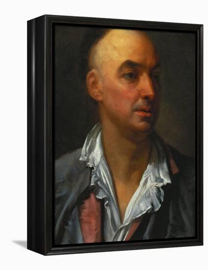 Portrait of Denis Diderot, Bust-Length, Wearing an Open, Lace-Collared, Shirt and Jacket-Jean-Baptiste Greuze-Framed Premier Image Canvas