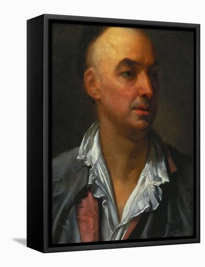 Portrait of Denis Diderot, Bust-Length, Wearing an Open, Lace-Collared, Shirt and Jacket-Jean-Baptiste Greuze-Framed Premier Image Canvas