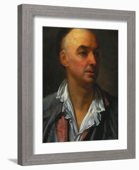 Portrait of Denis Diderot, Bust-Length, Wearing an Open, Lace-Collared, Shirt and Jacket-Jean-Baptiste Greuze-Framed Giclee Print