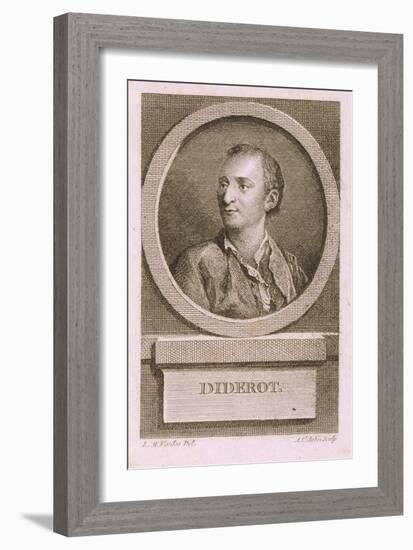 Portrait of Denis Diderot-Augustin De Saint-aubin-Framed Giclee Print
