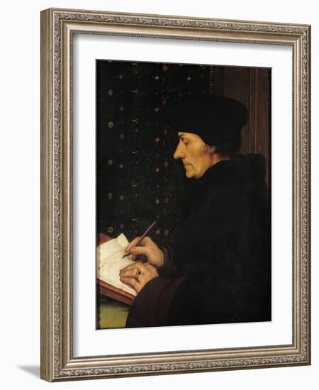 Portrait of Desiderius Erasmus (1466-1536)-Hans Holbein the Younger-Framed Giclee Print