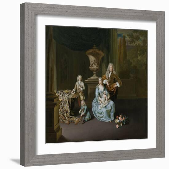 Portrait of Diederik, Baron Van Leyden Van Vlaardingen with His Wife and Three Sons-Willem Van Mieris-Framed Art Print