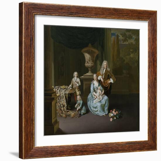 Portrait of Diederik, Baron Van Leyden Van Vlaardingen with His Wife and Three Sons-Willem Van Mieris-Framed Art Print