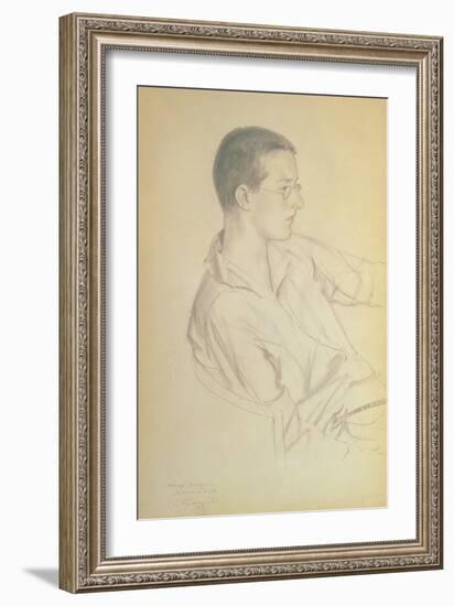 Portrait of Dmitri Dmitrievich Shostakovich (1906-75), 1923-Boris Kustodiyev-Framed Giclee Print