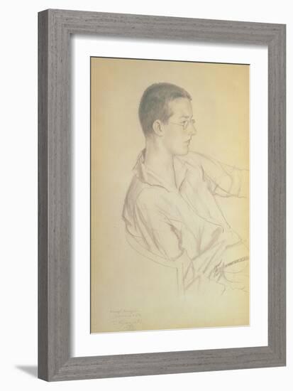 Portrait of Dmitri Dmitrievich Shostakovich (1906-75), 1923-Boris Kustodiyev-Framed Giclee Print