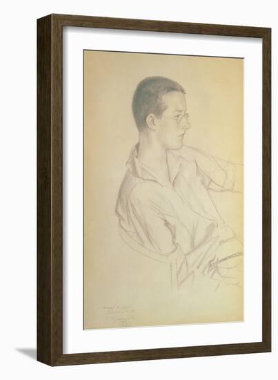 Portrait of Dmitri Dmitrievich Shostakovich (1906-75), 1923-Boris Kustodiyev-Framed Giclee Print