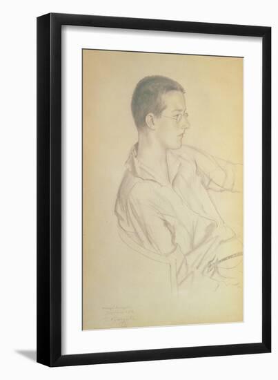Portrait of Dmitri Dmitrievich Shostakovich (1906-75), 1923-Boris Kustodiyev-Framed Giclee Print