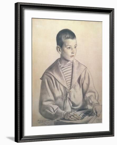 Portrait of Dmitri Dmitrievich Shostakovich-B. M. Kustodiev-Framed Giclee Print