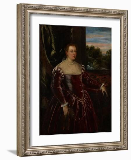 Portrait of Dogaressa Morosina Morosini, 1570-80-Jacopo Robusti Tintoretto-Framed Giclee Print