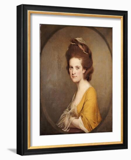 Portrait of Dorothy Hodges, Half Length, in a Yellow Dress-Joseph Wright of Derby-Framed Giclee Print