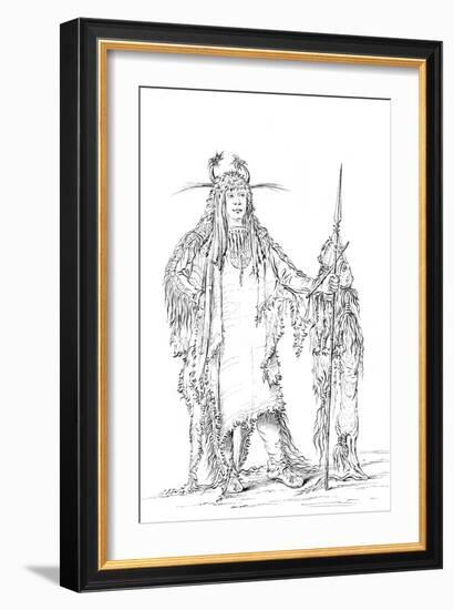 Portrait of 'Eagle Ribs, Native American Man, 1841-Myers and Co-Framed Premium Giclee Print