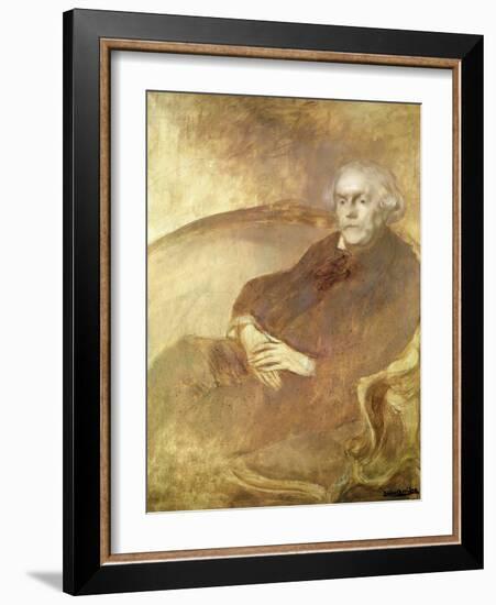 Portrait of Edmond De Goncourt (Oil on Canvas)-Eugene Carriere-Framed Giclee Print