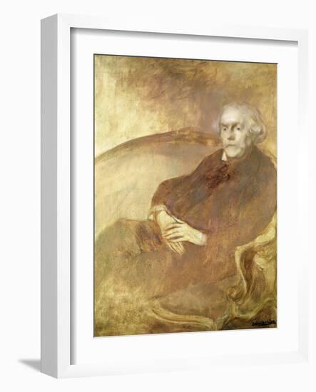 Portrait of Edmond De Goncourt (Oil on Canvas)-Eugene Carriere-Framed Giclee Print