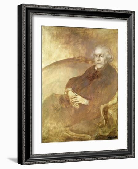 Portrait of Edmond De Goncourt (Oil on Canvas)-Eugene Carriere-Framed Giclee Print