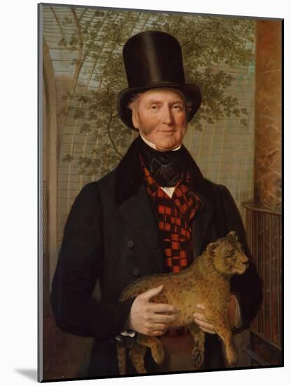 Portrait of Edward Cross, Holding a Lion Cub, 1838 (Oil on Canvas)-Jacques-Laurent Agasse-Mounted Giclee Print