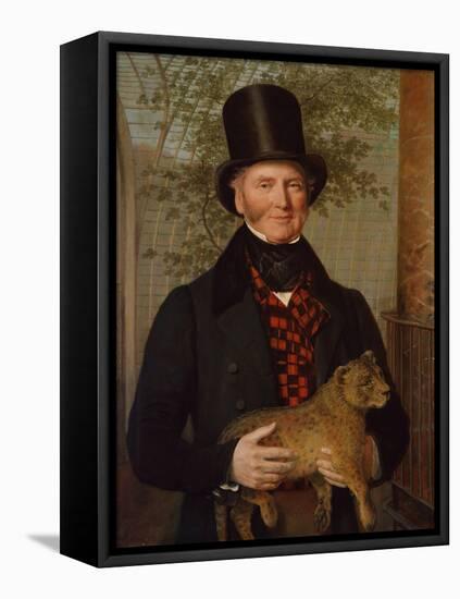 Portrait of Edward Cross, Holding a Lion Cub, 1838 (Oil on Canvas)-Jacques-Laurent Agasse-Framed Premier Image Canvas