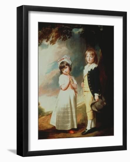 Portrait of Edward Stanley (D.1851) 13th Earl of Derby, with His Sister, Lady Charlotte Stanley-George Romney-Framed Giclee Print