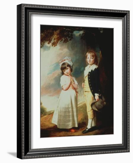 Portrait of Edward Stanley (D.1851) 13th Earl of Derby, with His Sister, Lady Charlotte Stanley-George Romney-Framed Giclee Print