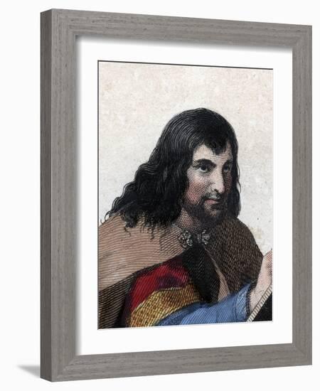 Portrait of Einhard (Eginhard, Einhart, Einard, Einhard) (775-840), Frankish scholar and courtier-French School-Framed Giclee Print