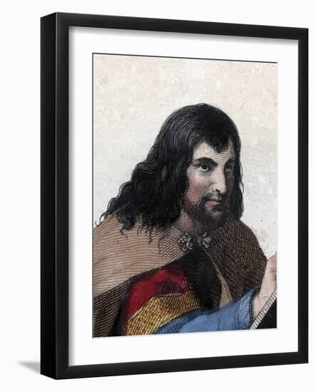 Portrait of Einhard (Eginhard, Einhart, Einard, Einhard) (775-840), Frankish scholar and courtier-French School-Framed Giclee Print