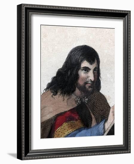 Portrait of Einhard (Eginhard, Einhart, Einard, Einhard) (775-840), Frankish scholar and courtier-French School-Framed Giclee Print