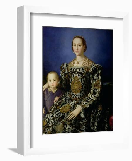 Portrait of Eleanor of Toledo and Her Son, Giovanni de Medici, c.1544-45-Agnolo Bronzino-Framed Giclee Print