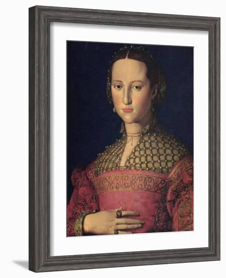 Portrait of Eleanor of Toledo, Wife of Grand Duke Cosimo I De' Medici, C1545-Agnolo Bronzino-Framed Giclee Print