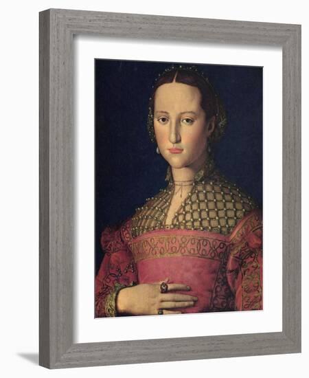 Portrait of Eleanor of Toledo, Wife of Grand Duke Cosimo I De' Medici, C1545-Agnolo Bronzino-Framed Giclee Print