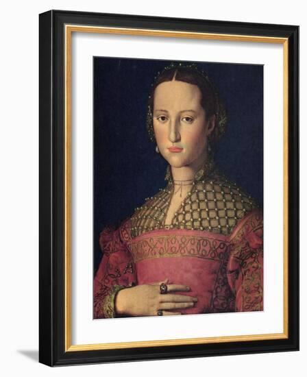 Portrait of Eleanor of Toledo, Wife of Grand Duke Cosimo I De' Medici, C1545-Agnolo Bronzino-Framed Giclee Print