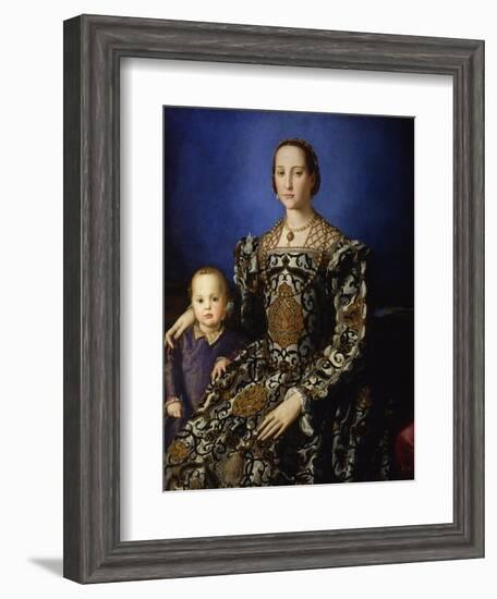 Portrait of Eleanor of Toledo with Her Son Giovanni, Ca 1545-Agnolo Bronzino-Framed Giclee Print