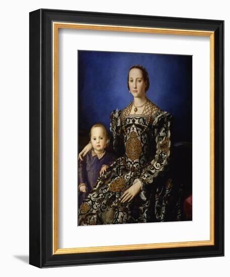 Portrait of Eleanor of Toledo with Her Son Giovanni, Ca 1545-Agnolo Bronzino-Framed Giclee Print