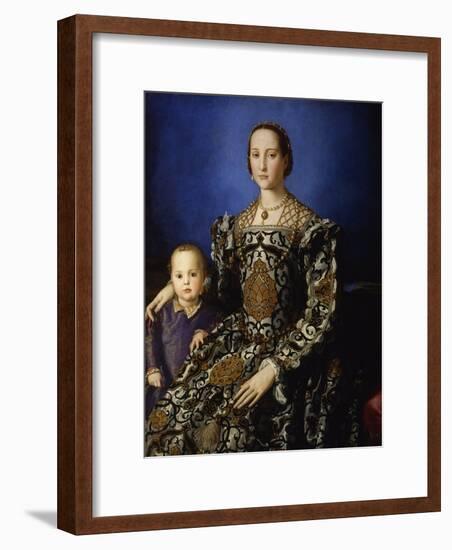 Portrait of Eleanor of Toledo with Her Son Giovanni, Ca 1545-Agnolo Bronzino-Framed Giclee Print