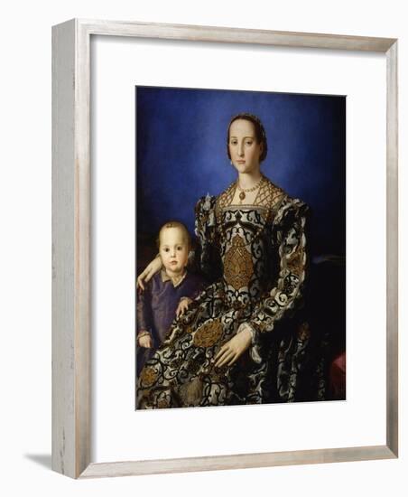 Portrait of Eleanor of Toledo with Her Son Giovanni, Ca 1545-Agnolo Bronzino-Framed Premium Giclee Print