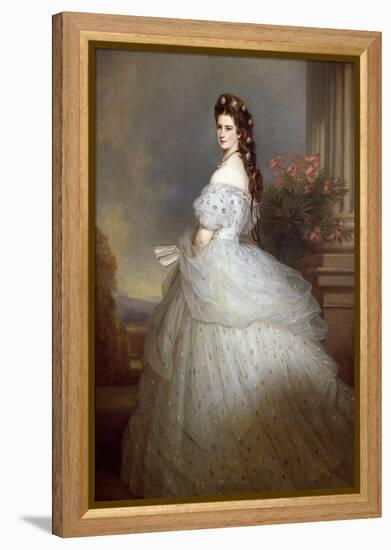 Portrait of Elisabeth De Wittelsbach (1837-1898) (Sissi), Imperator of Austria (1854-1898) and Quee-Franz Xaver Winterhalter-Framed Premier Image Canvas