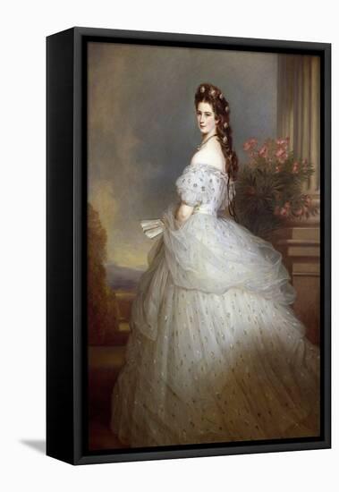 Portrait of Elisabeth De Wittelsbach (1837-1898) (Sissi), Imperator of Austria (1854-1898) and Quee-Franz Xaver Winterhalter-Framed Premier Image Canvas