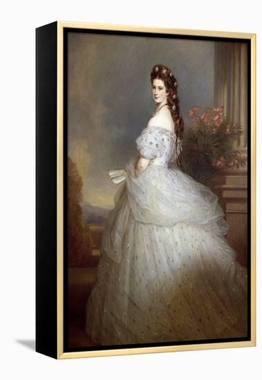 Portrait of Elisabeth De Wittelsbach (1837-1898) (Sissi), Imperator of Austria (1854-1898) and Quee-Franz Xaver Winterhalter-Framed Premier Image Canvas