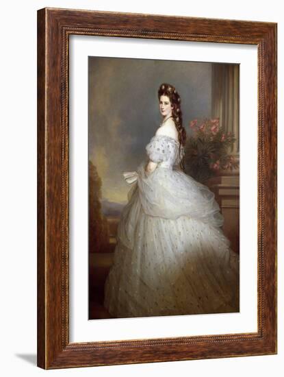 Portrait of Elisabeth De Wittelsbach (1837-1898) (Sissi), Imperator of Austria (1854-1898) and Quee-Franz Xaver Winterhalter-Framed Giclee Print