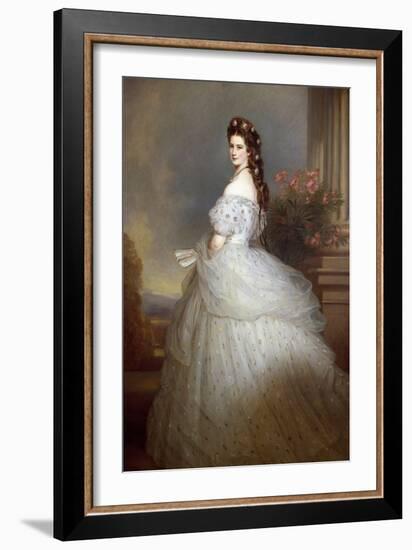 Portrait of Elisabeth De Wittelsbach (1837-1898) (Sissi), Imperator of Austria (1854-1898) and Quee-Franz Xaver Winterhalter-Framed Giclee Print